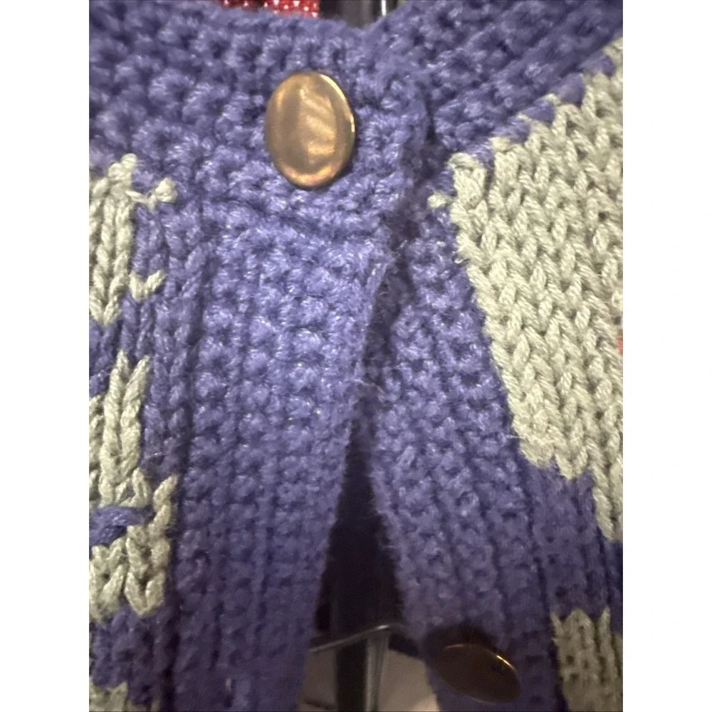 Vintage ORVIS Cardinal Cardigan Ramie Knit Christmas Sweater Blue Red Green M - Picture 2 of 13
